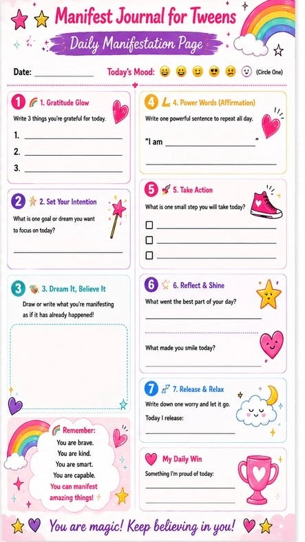 Manifest Journal for Tweens