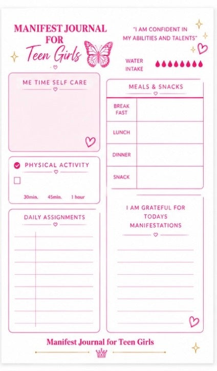 Manifest Journal for Teen Girls